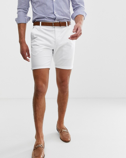 White skinny fashion chino shorts