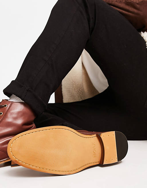 Lace Up Boots In Tan Leather