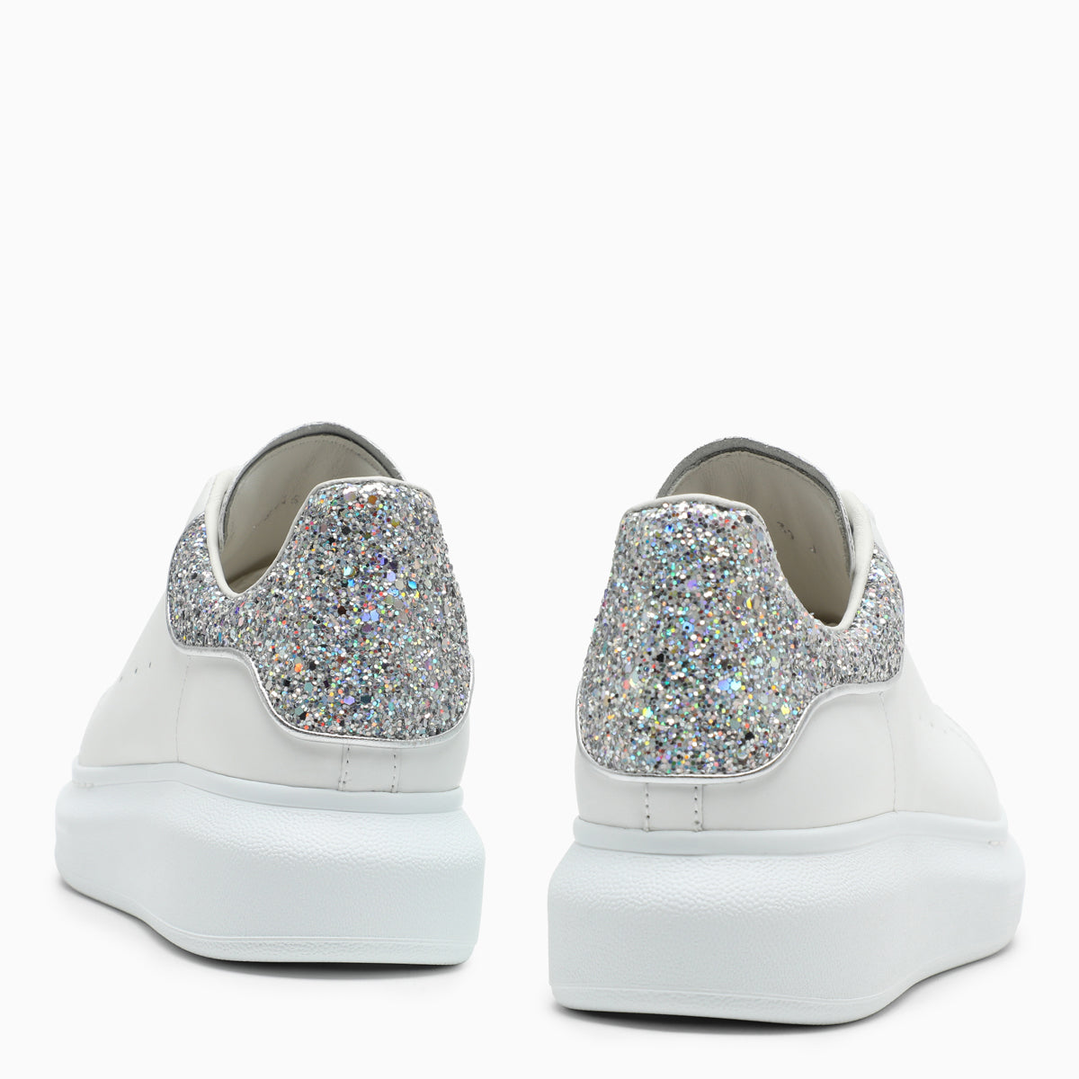 White Oversized Sneakers With Glitters
