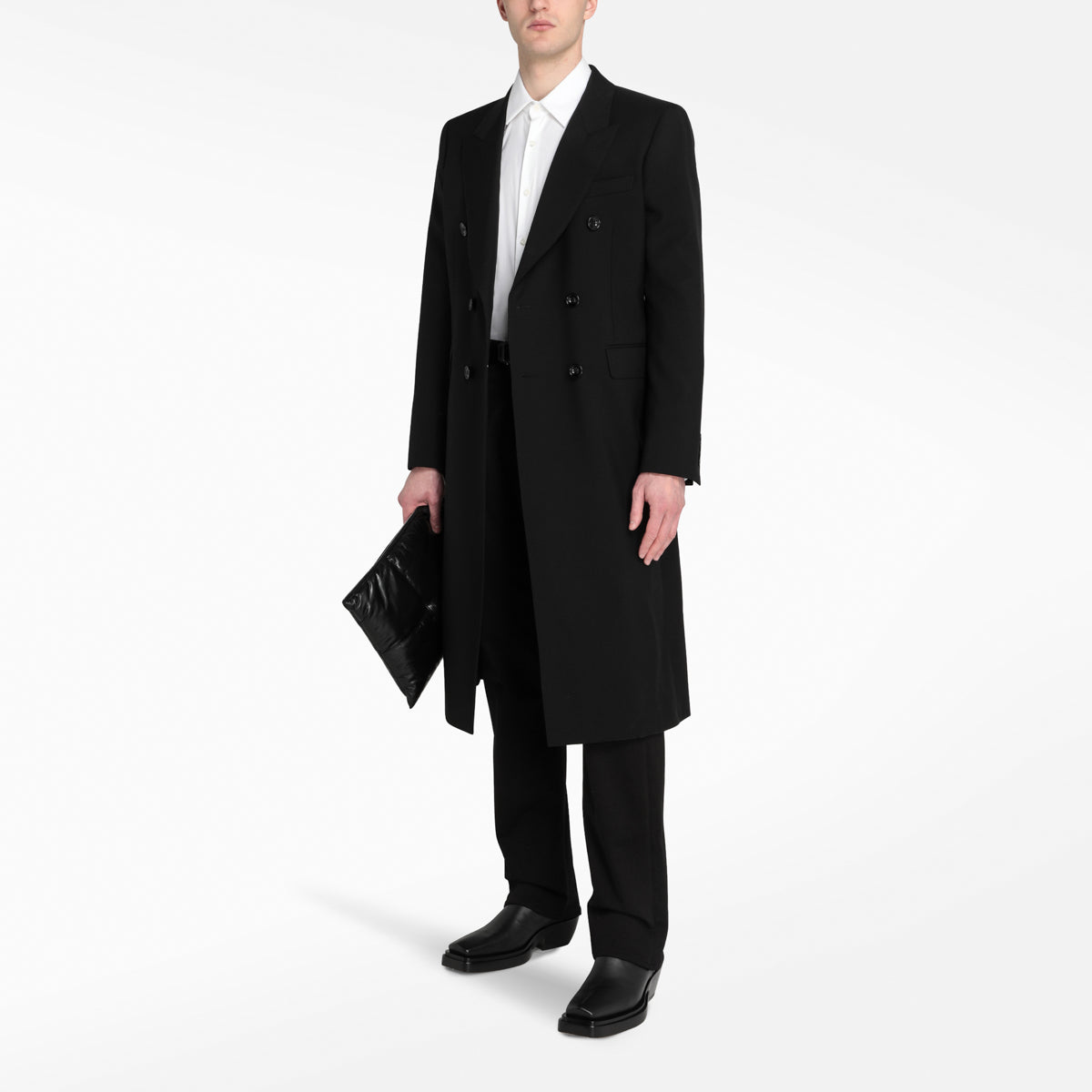 Black Wool Double-Breasted Coat