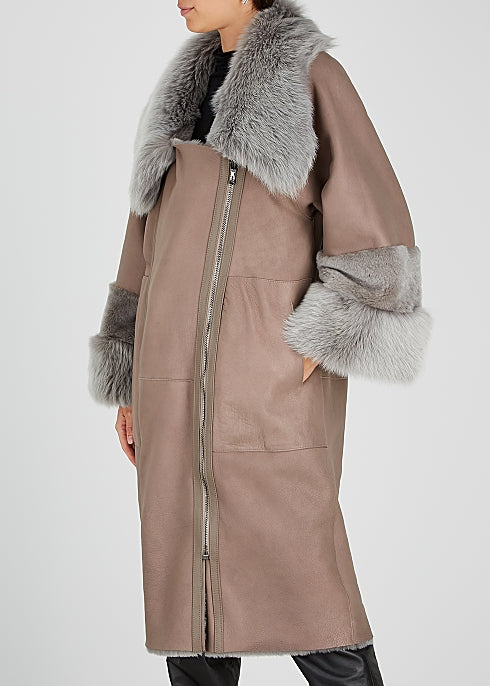 Grey Reversible Sheepskin Coat