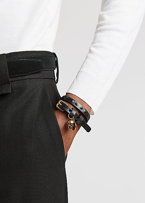 Black Leather Wrap Bracelet