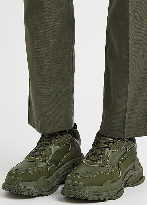 Triple S Logo-Print Panelled Sneakers