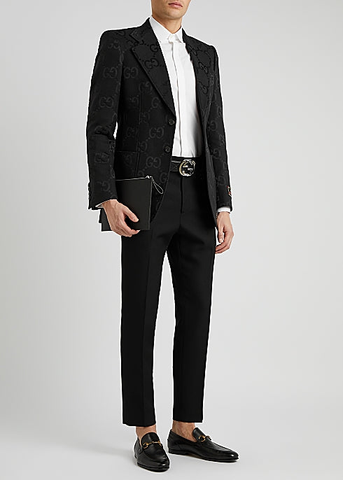 Black Gg-Monogram Jacquard Blazer
