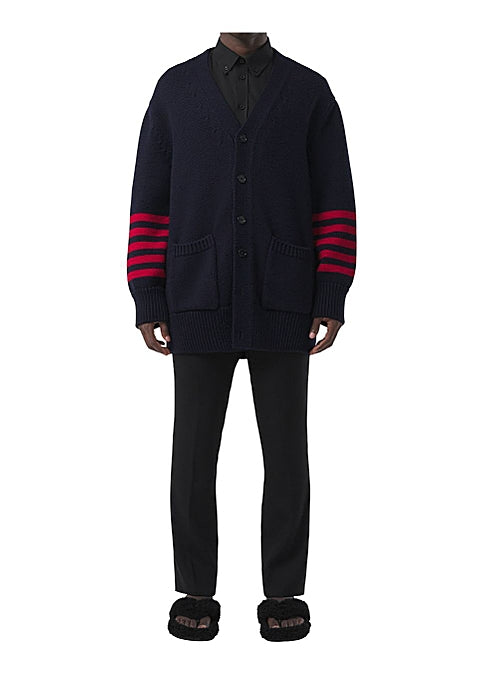 Stripe Detail Wool Cardigan