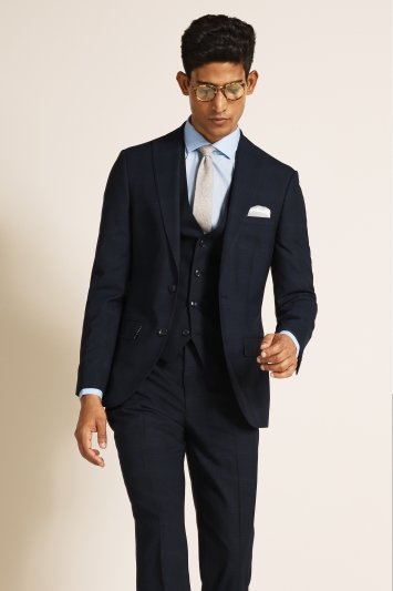 Slim Fit Navy Check Suit