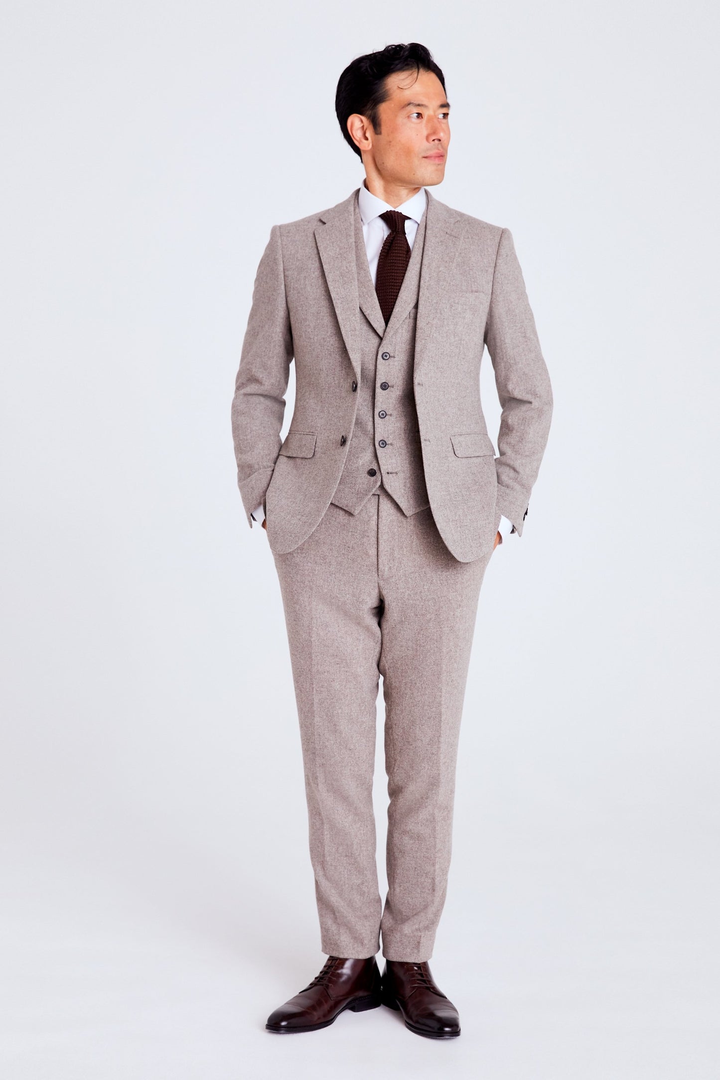 Slim Fit Stone Donegal Tweed Suit