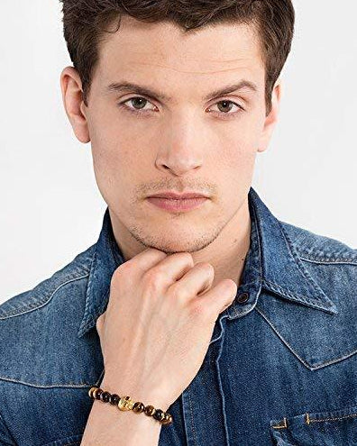 Bracelet "Skull" Gold Plated Yellow Gold/Tiger's Eye