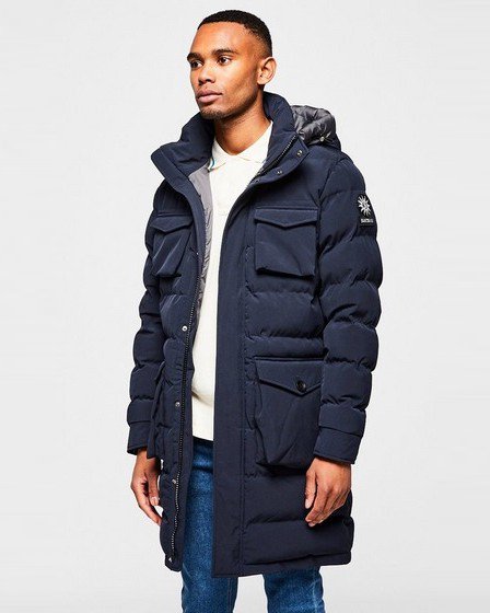 Sandbanks Mens Grey Puffer Coat Sandbanks Core Puffer Jacket