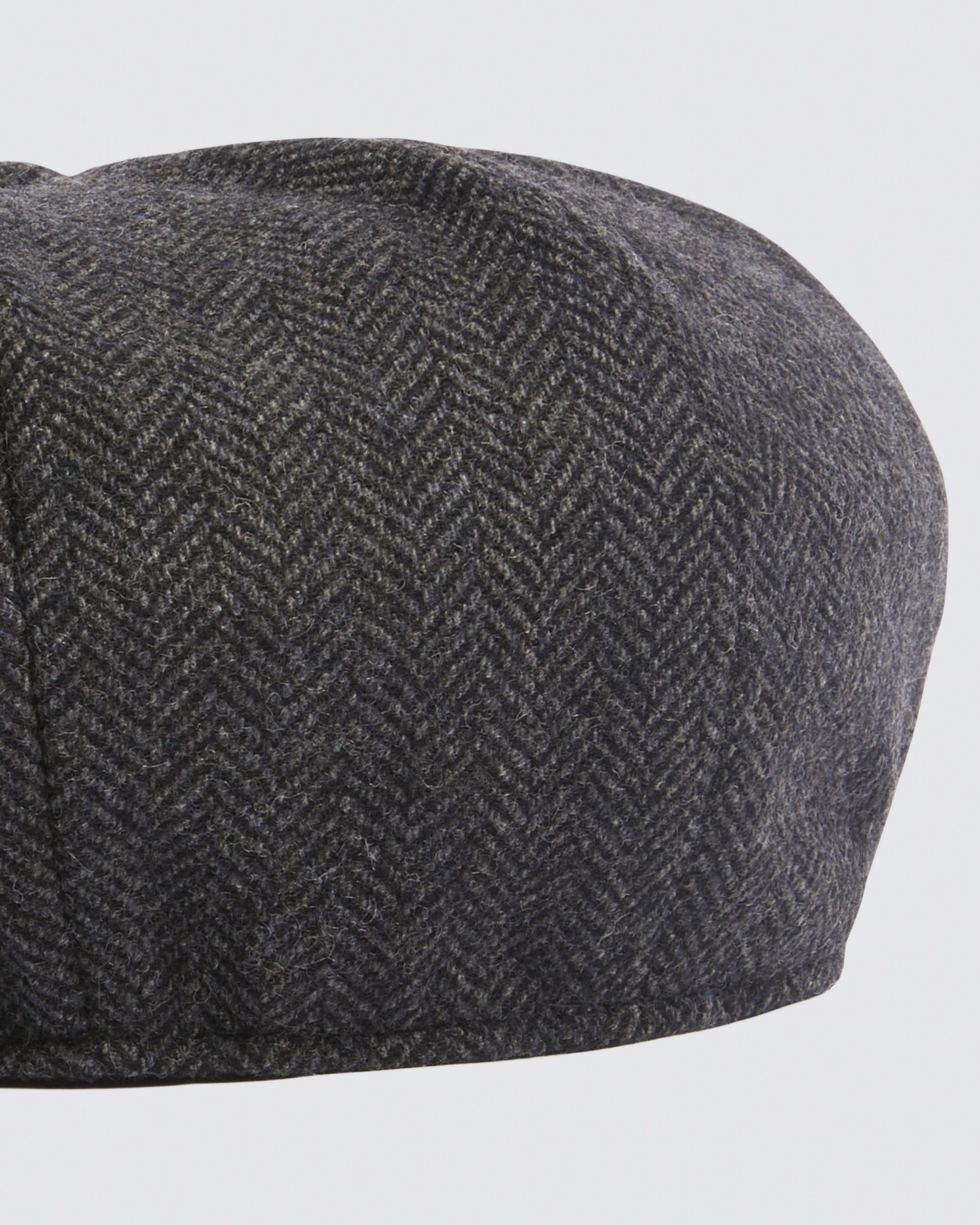 Charcoal Herringbone Wool Baker Boy
