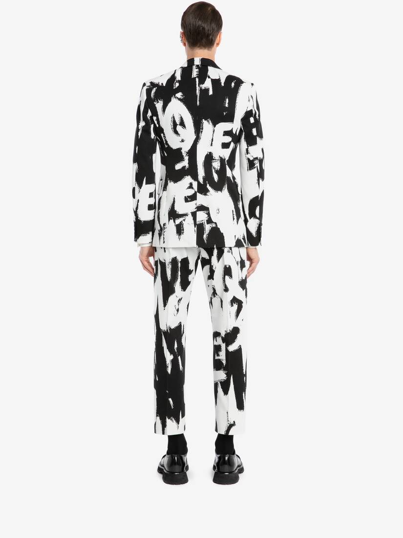 Men's McQueen Graffiti Single-breasted Jacket in White/Black