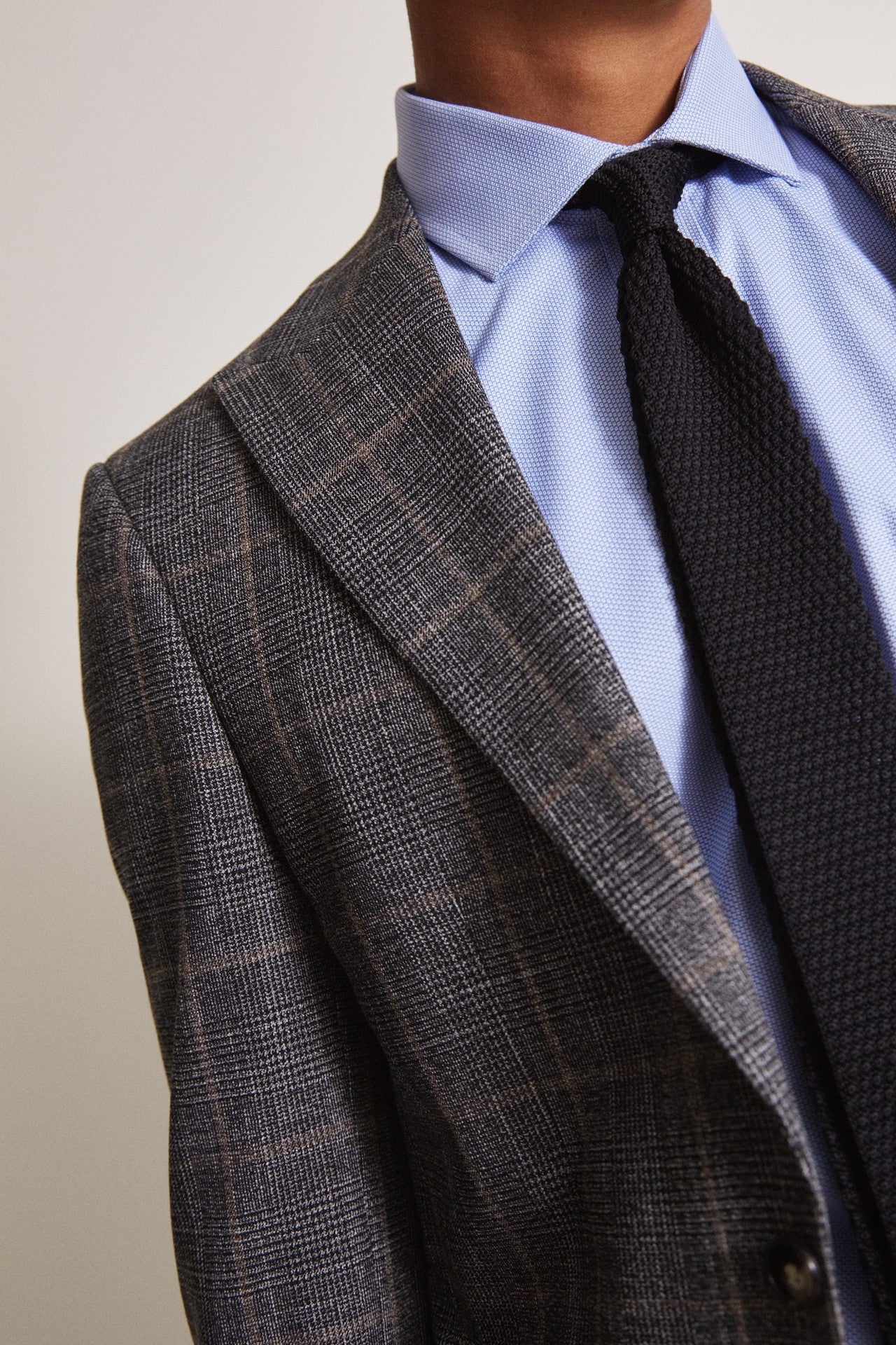 Slim Fit Charcoal Tan Check Suit