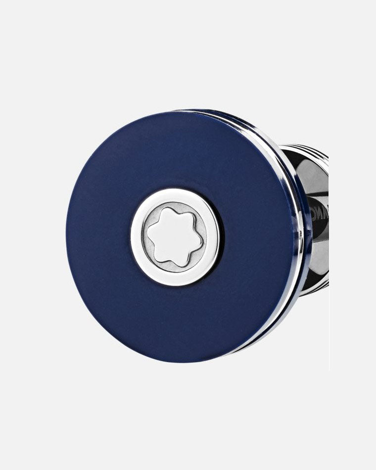 Round in Stainless Steel with Blue Resin