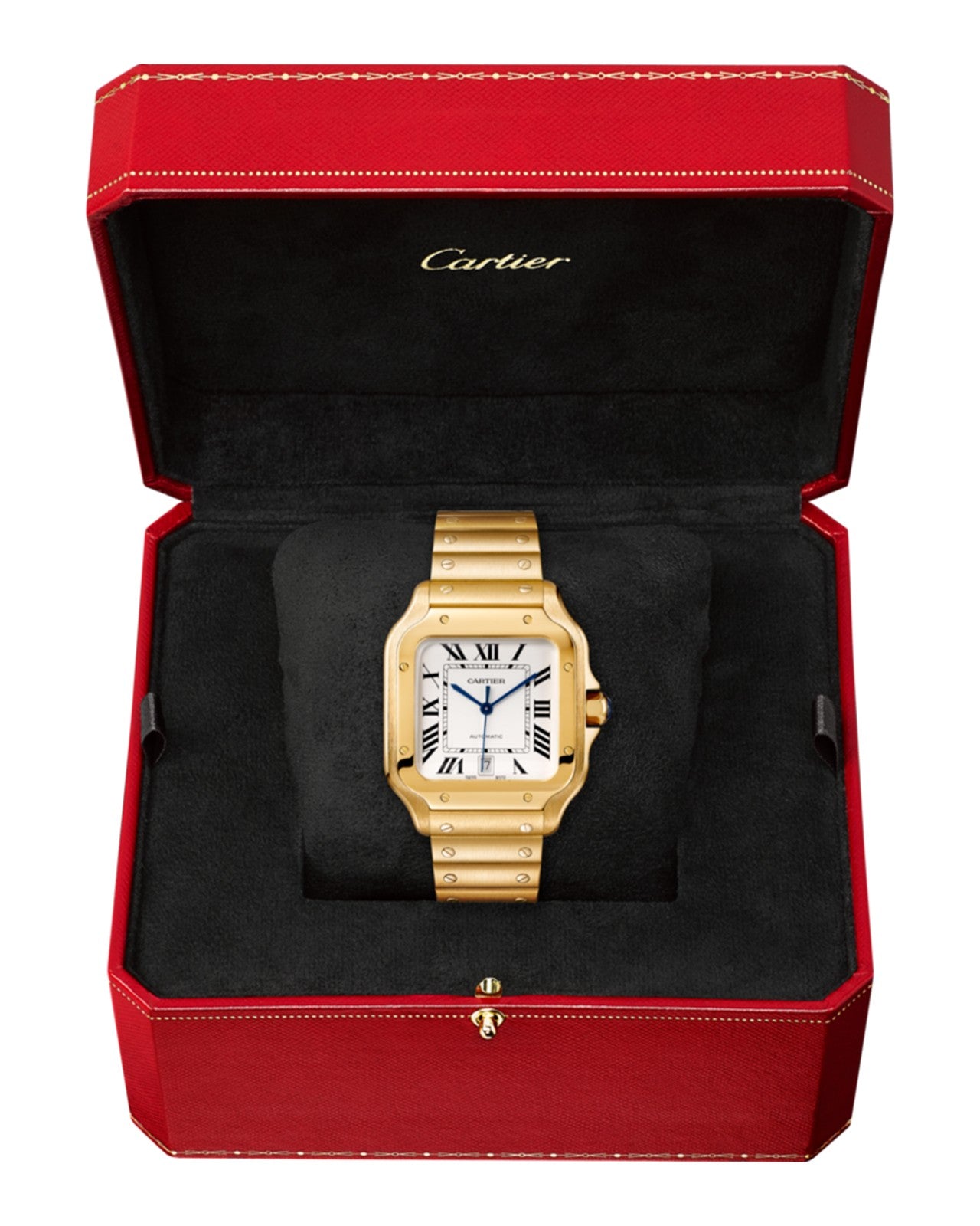 Santos De Cartier Watch, Medium Model, Two Interchangeable Straps