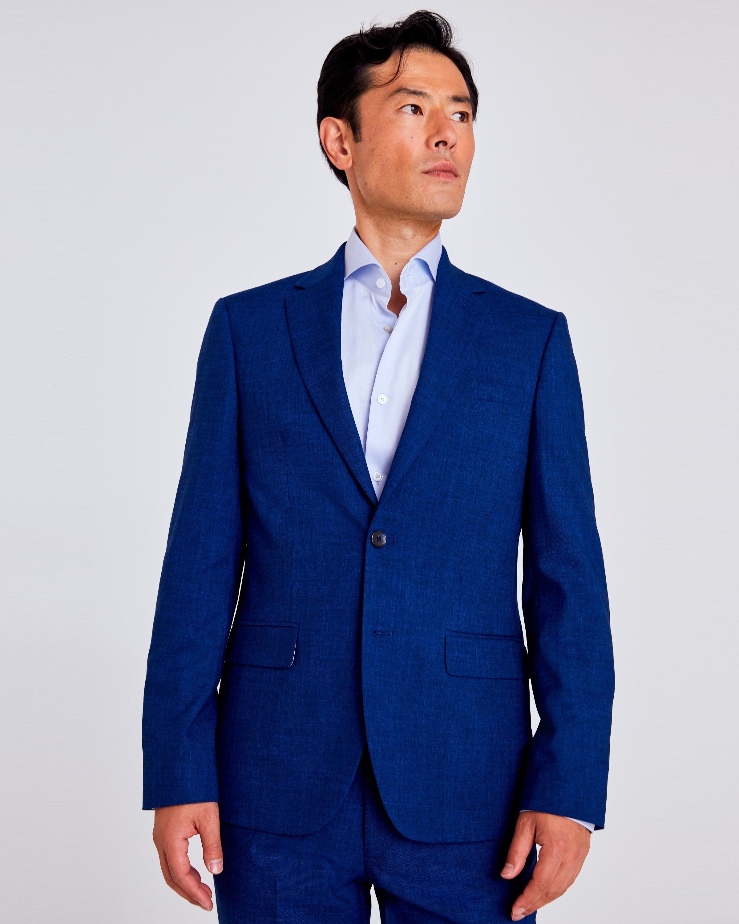 Slim Fit Blue Slub Suit – Exclusive MR - Main Image