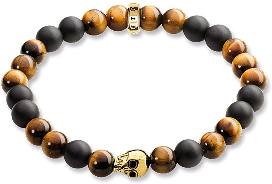 Unisex Bracelet Brown Skull Gold
