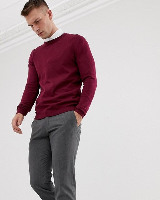 Cotton Jumper in Burgundy