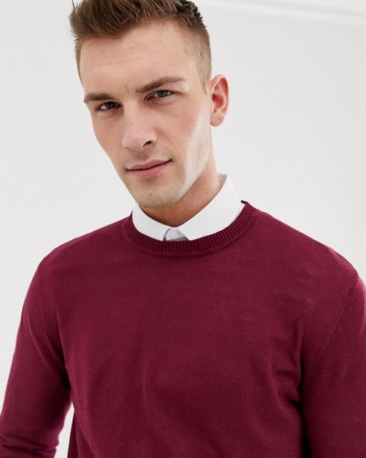 Cotton Jumper in Burgundy