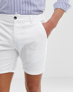 Skinny Chino Shorts in White