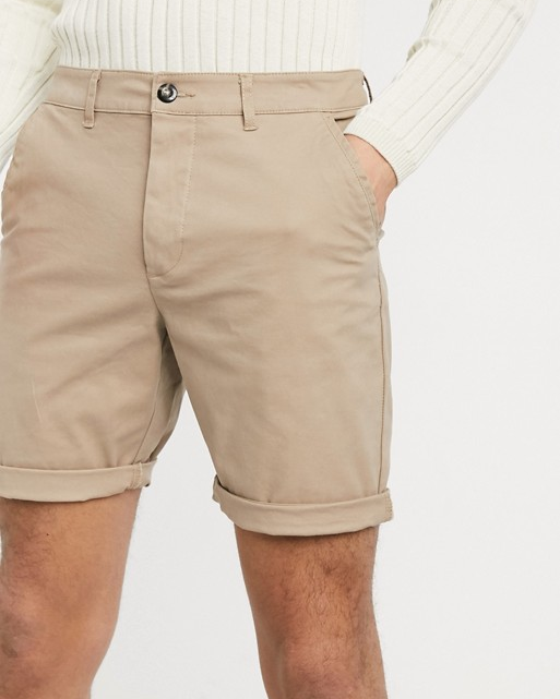 Slim Chino Shorts in Stone