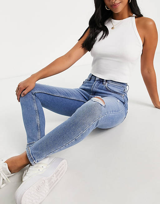 High Waist Authentic Skinny Jean In Midwash Blue