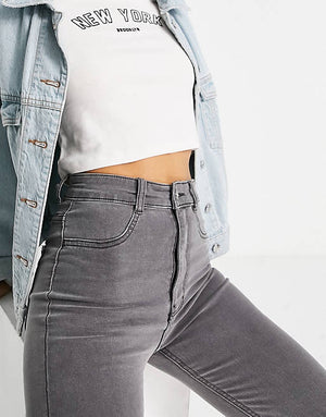 High Waisted Ultra Skinny Basic Jean In Grey