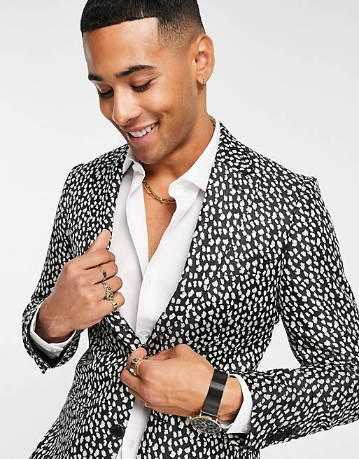 Skinny Fit Glitter Polka Fleck Blazer