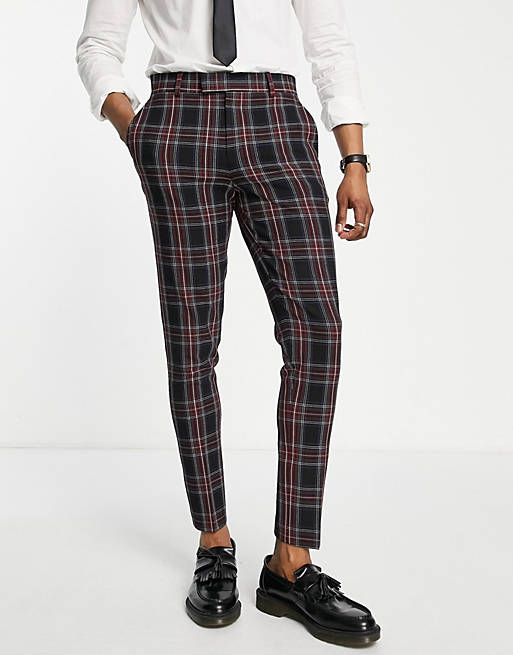 Skinny Suit In Tartan Check With Yellow Highlight