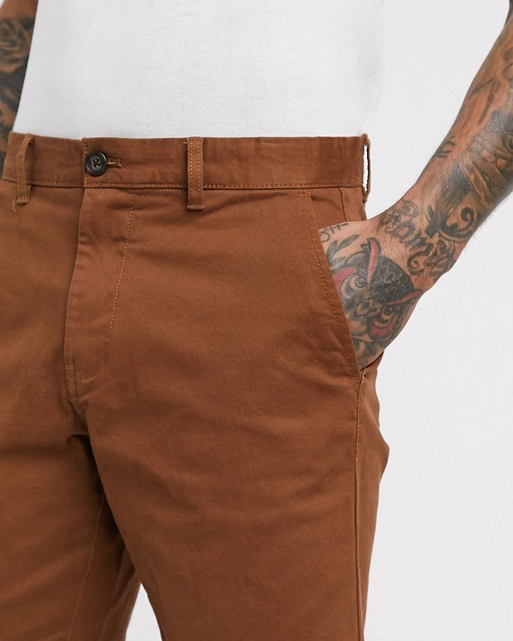 Burton Menswear Organic Chino Shorts in Brown