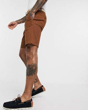Burton Menswear Organic Chino Shorts in Brown