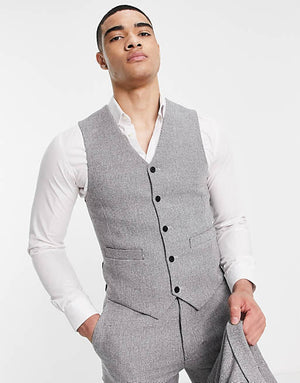 Wedding Super Skinny Wool Mix Suit In Grey Puppytooth