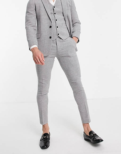 super skinny grey suit trousers