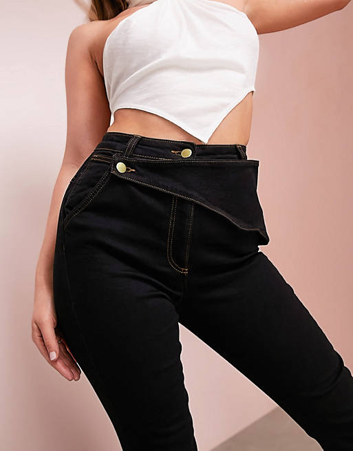 Western Waist True Flare Jean In Black