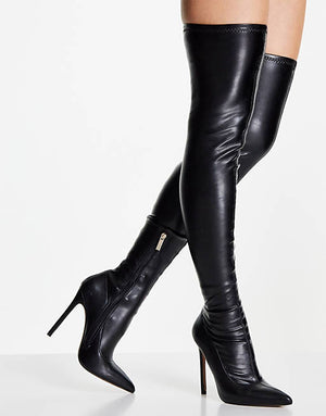 Heeled Over The Knee Boots In Black