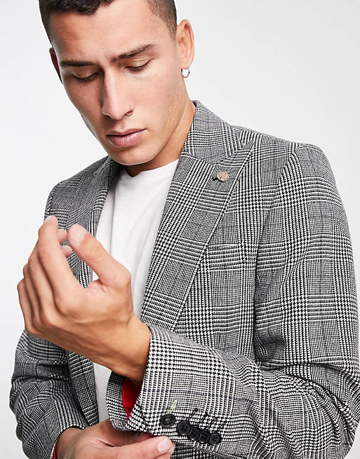 Jacket in Prince of Wales Check with Chain Detail