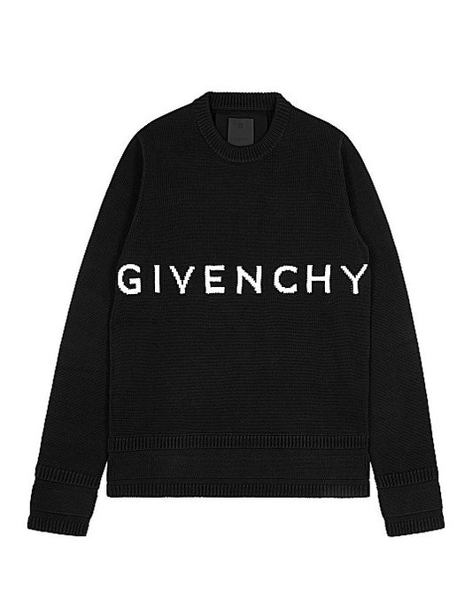 4g Black Logo-Intarsia Knitted Jumper