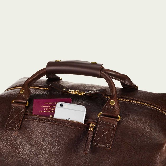 Brown Full Grain Leather Weekender