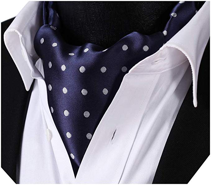 Men's Polka Dot Ascot Handkerchief Jacquard Woven Cravat Tie