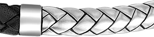 Men's Sterling Silver Herringbone Leather Bracelet