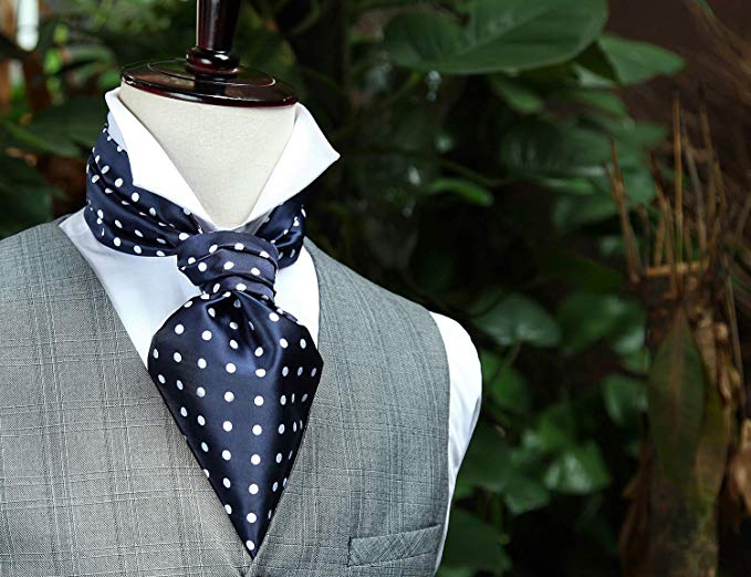 Men's Polka Dot Ascot Handkerchief Jacquard Woven Cravat Tie