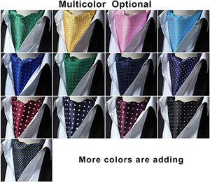 Men's Polka Dot Ascot Handkerchief Jacquard Woven Cravat Tie
