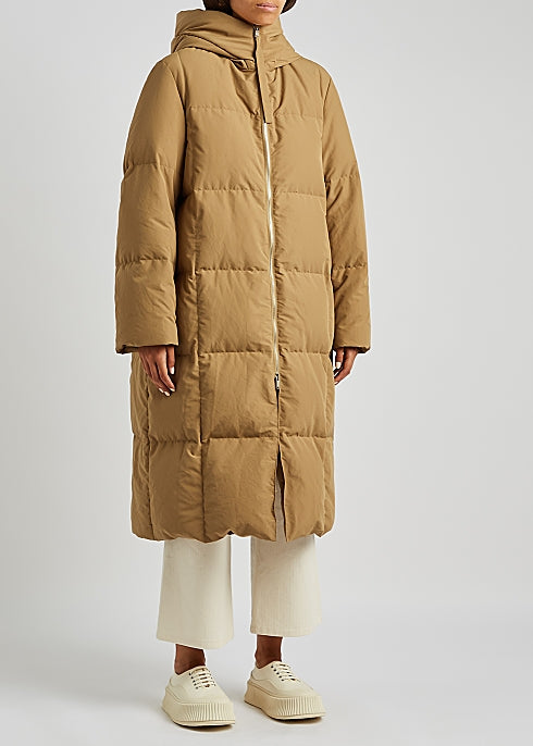 Camel Quilted Shell Coat