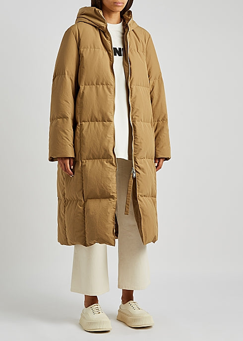 Camel Quilted Shell Coat