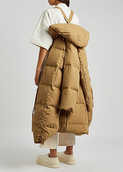 Camel Quilted Shell Coat