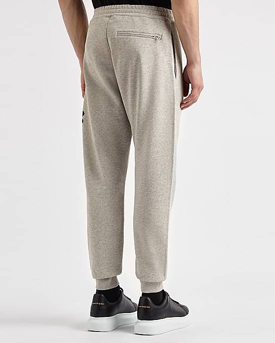 Grey Logo Mélange Cotton Sweatpants