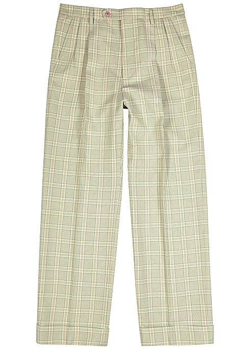 Checked Straight-Leg Wool-Blend Trousers