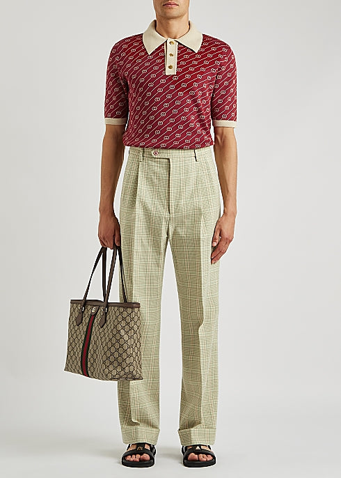 Checked Straight-Leg Wool-Blend Trousers