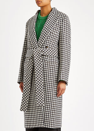 Varina Houndstooth Double-Breasted Wool Coat