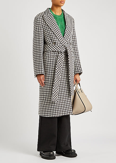 Varina Houndstooth Double-Breasted Wool Coat