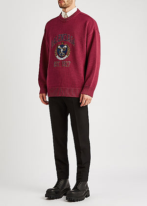 Red Embroidered Cotton Jumper
